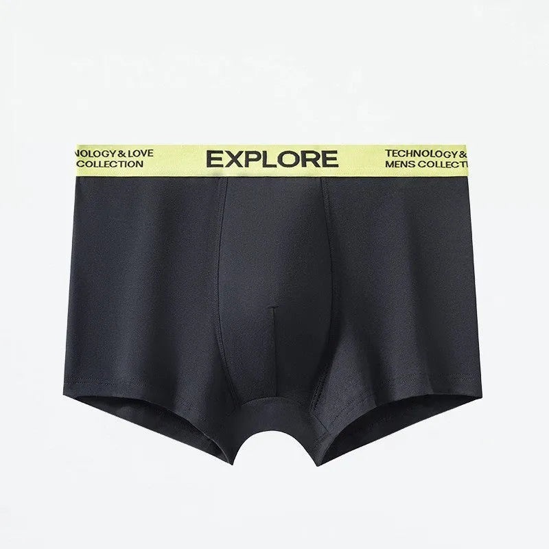 Men's mid waist cotton underwear in gray and black colour, shown flat.