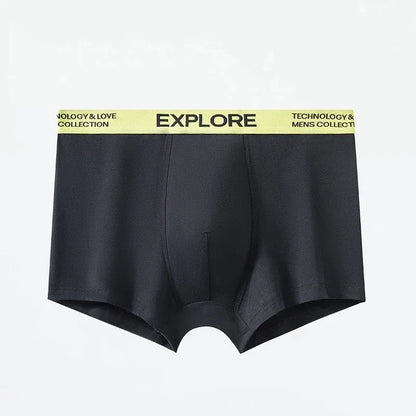 Men's mid waist cotton underwear in gray and black colour, shown flat.