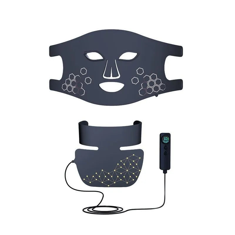 Black LED photon beauty mask for face and neck light therapy treatment at home