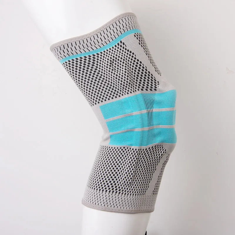 Sky blue elastic fibre knee pads for running and basketball sports support