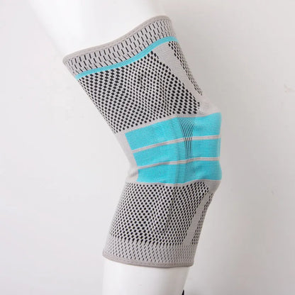 Sky blue elastic fibre knee pads for running and basketball sports support