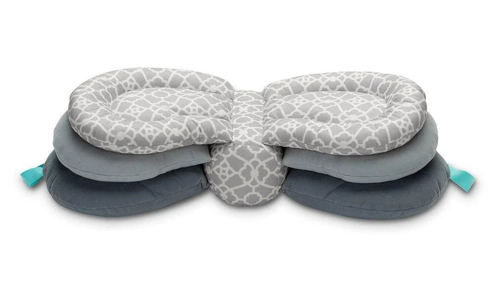 Adjustable breastfeeding pillow with soft, plush fill and rectangular shape for comfortable nursing