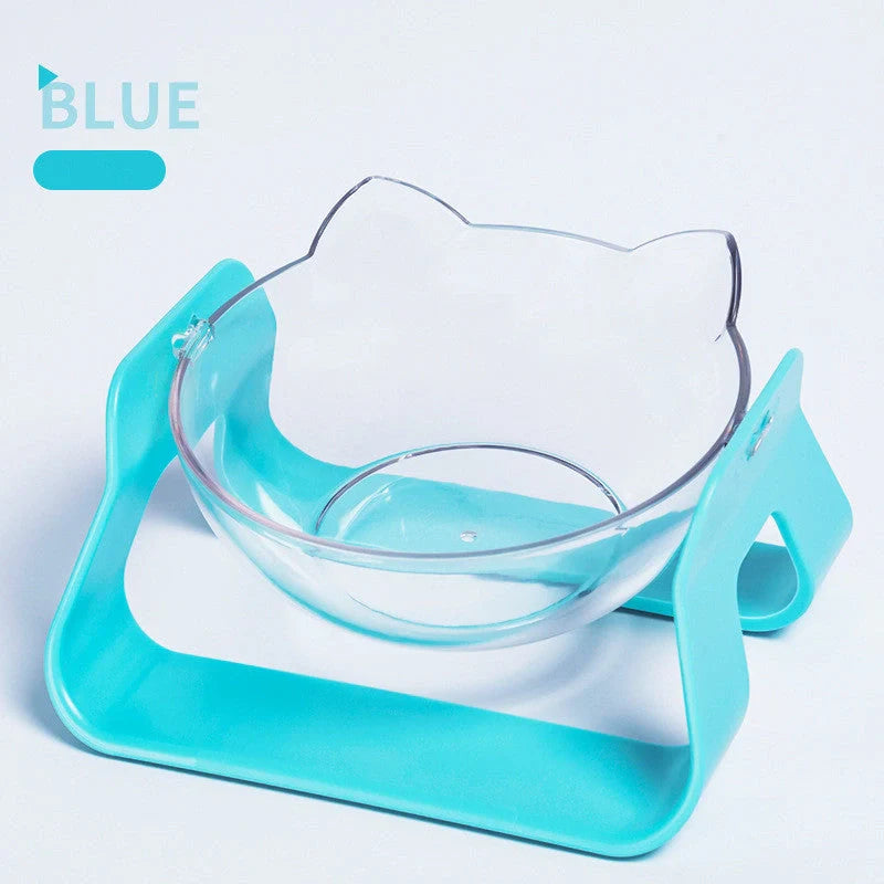 Adjustable Oblique Mouth Cat Bowl in Pearl White, Cherry Pink, Ocean Blue, and Bamboo Charcoal Black