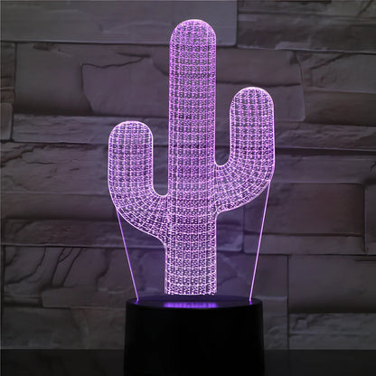 Cactus-shaped LED night light with colour-changing display and remote control, dimensions 200×150×87mm