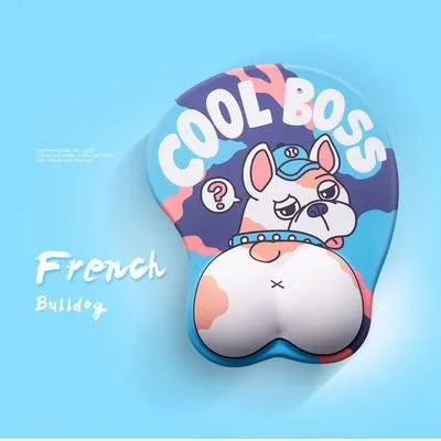 Corgi-shaped 3D mouse pad with wrist support cushion in blue, green, pink or yellow colour options