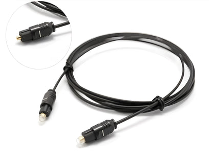OD2.2 digital audio optical cable with Toslink connectors on a white background.