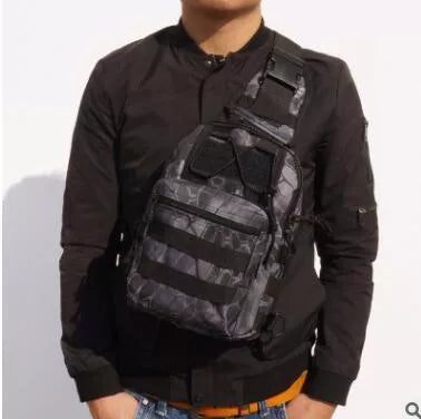 Compact camouflage canvas chest bag for outdoor sports, waterproof and lightweight
