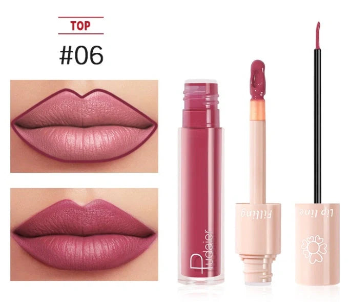 Pudaier dual-ended lipstick and lip gloss tube with 20 colour options
