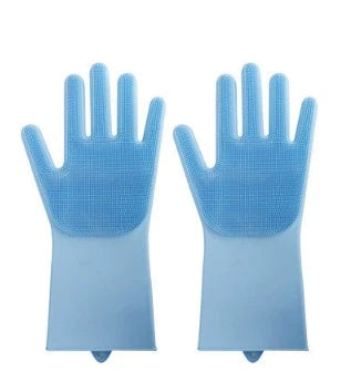 Silicone gloves with heat-resistant and non-slip design for versatile cleaning and cooking tasks