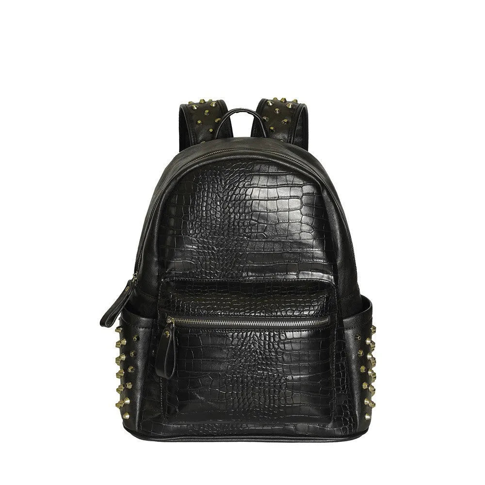 Black waterproof PU computer bag with 36-55L capacity and oil wax leather detailing