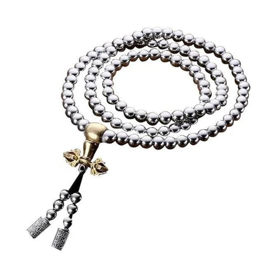 Stylish stainless steel bead bracelet with copper alloy fittings, perfect for any occasion