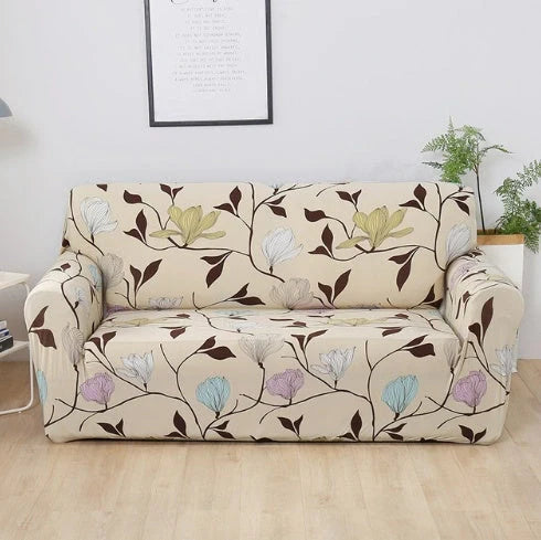 Elastic sofa cover in navy blue with high-density fabric for stain protection