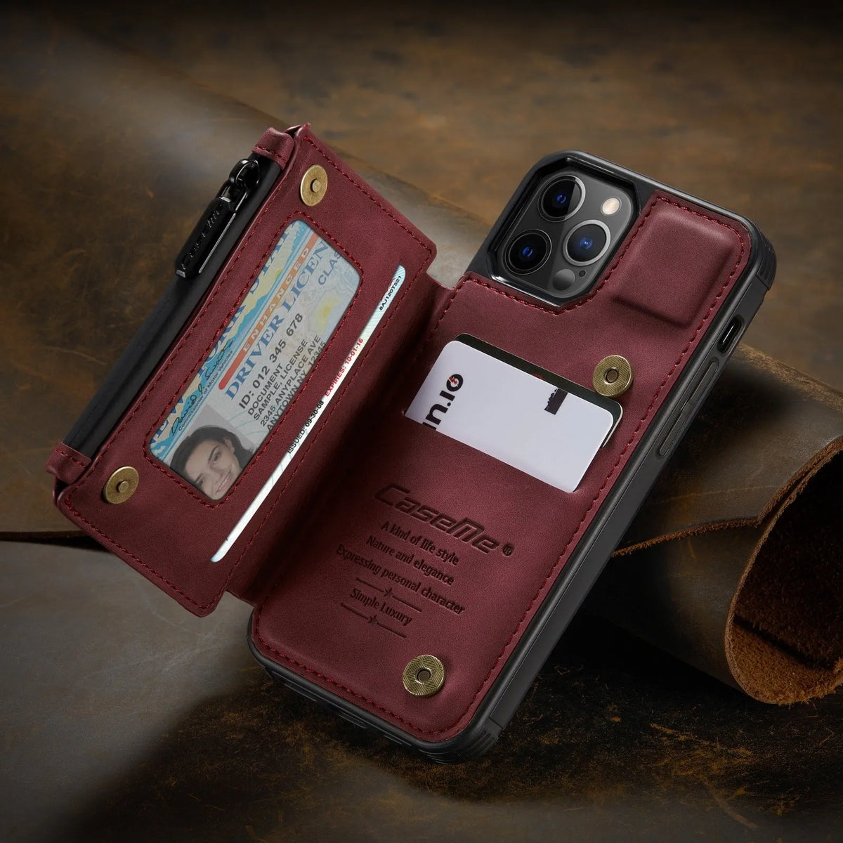 Mobile phone case with anti-theft holster in black, brown, coffee, wine red and blue colour options