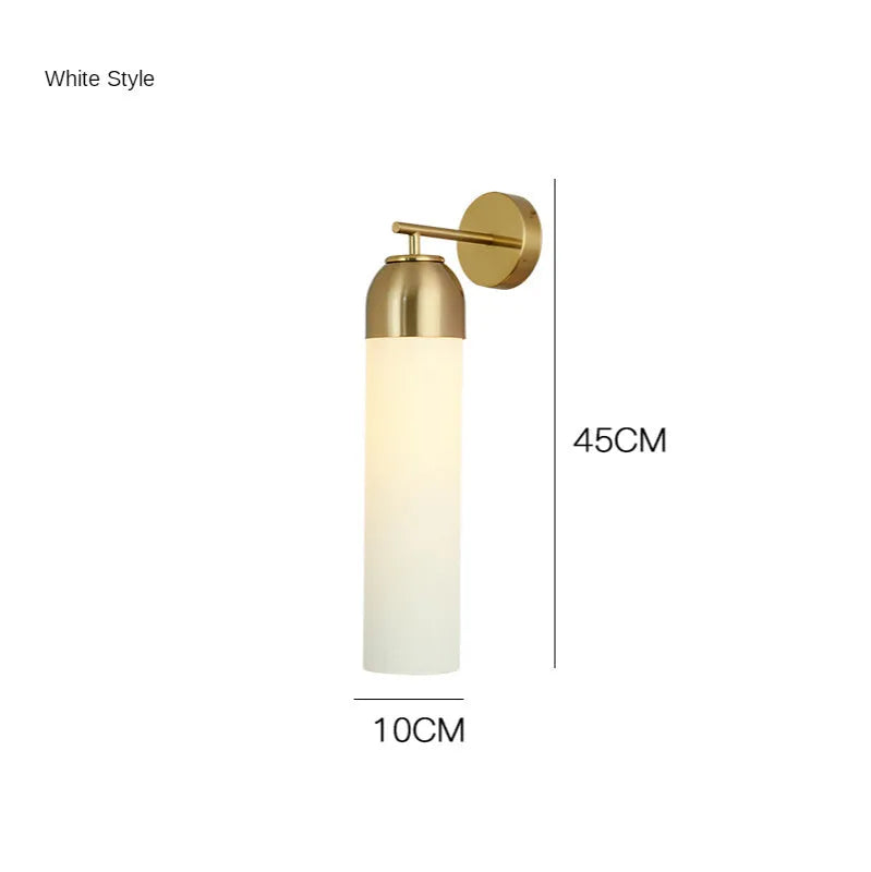 Nordic postmodern creative glass wall lamp in modern minimalist style on a living room wall.