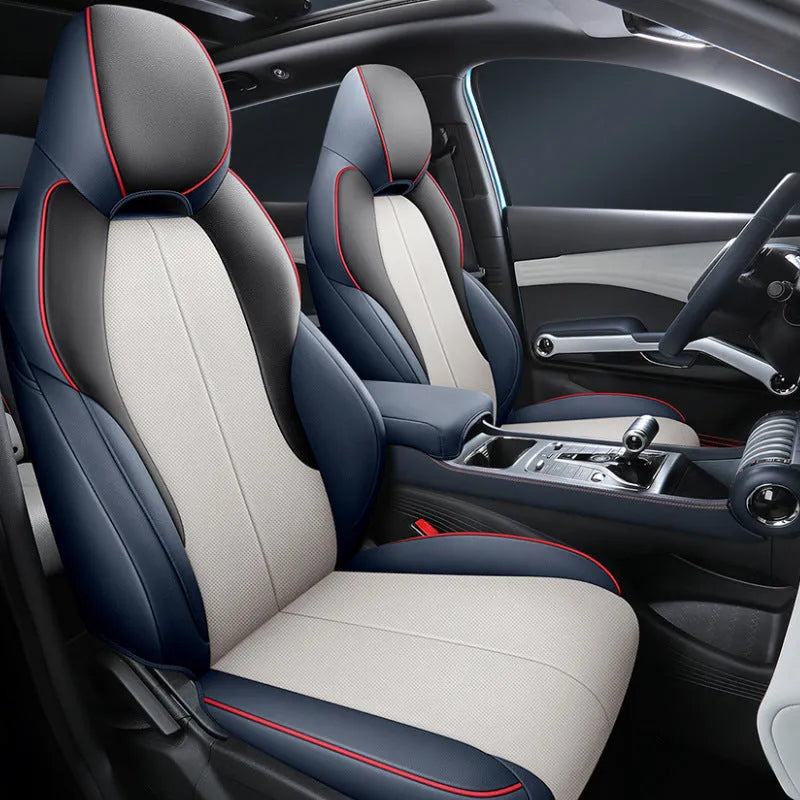 BYD Yuan PLUS car seat with fitted all-inclusive cushion cover in Adventure Green colour.