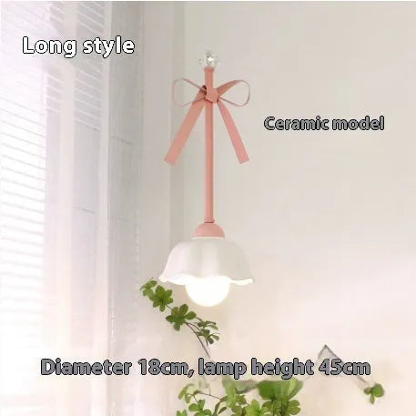 Bow restaurant small pendant lamp in cream style with ceramic or crown shade and LED light source option