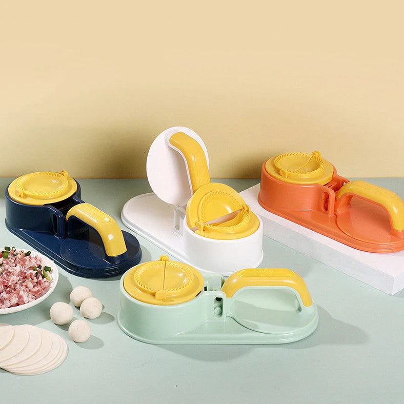 Green plastic dumpling wrapper press machine measuring 25.5cm with moulding mechanism