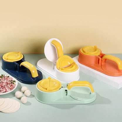 Green plastic dumpling wrapper press machine measuring 25.5cm with moulding mechanism