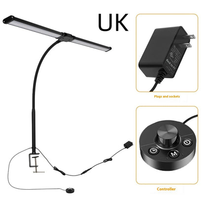 Black LED double-headed gooseneck table lamp with knob remote control, 62cm to 76cm, modern desk lamp
