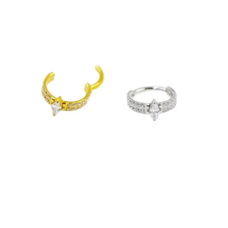 Heart shaped zircon earrings in titanium steel with diamond treatment in gold and silver colour options