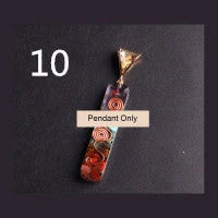 Handcrafted natural crystal seven chakra pendant with unique geometric design