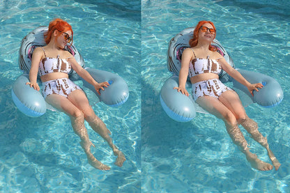Inflatable animal style floating deck chair with net for water relaxation