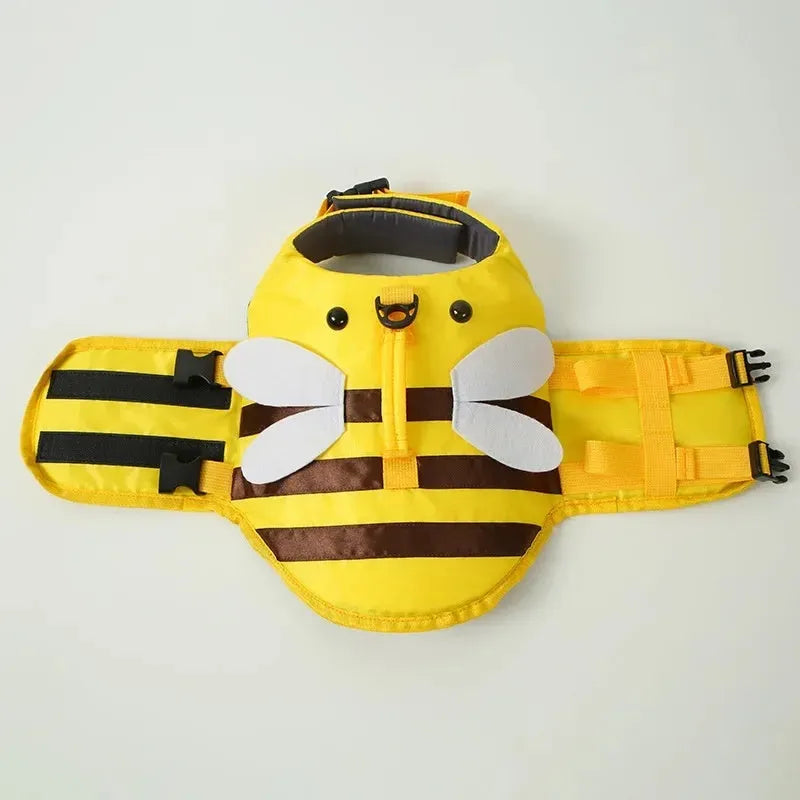 Green dog life vest with reflective panels and adjustable straps for swimming safety