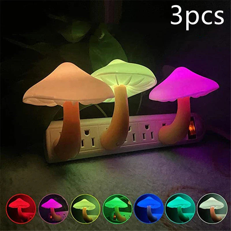 Dimmable mushroom-shaped LED night light with sensor - provides warm white glow for bedroom, nursery, and home decor