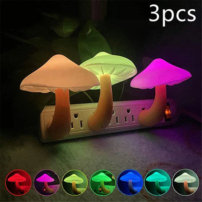 Dimmable mushroom-shaped LED night light with sensor - provides warm white glow for bedroom, nursery, and home decor