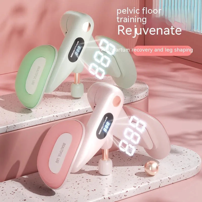 Pelvic floor muscle trainer with electronic counter in grey colour