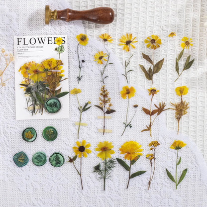 Fire Paint Creative dried flowers sticker package showing 8 modern art designs on 70mm PET sheets