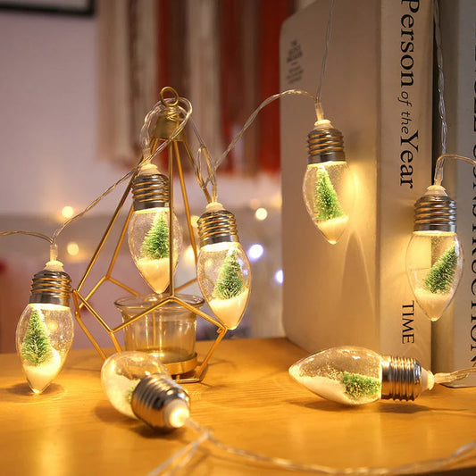 Battery-powered LED string lights in a bottle shape, suitable for Christmas tree, stair, and indoor holiday decorations