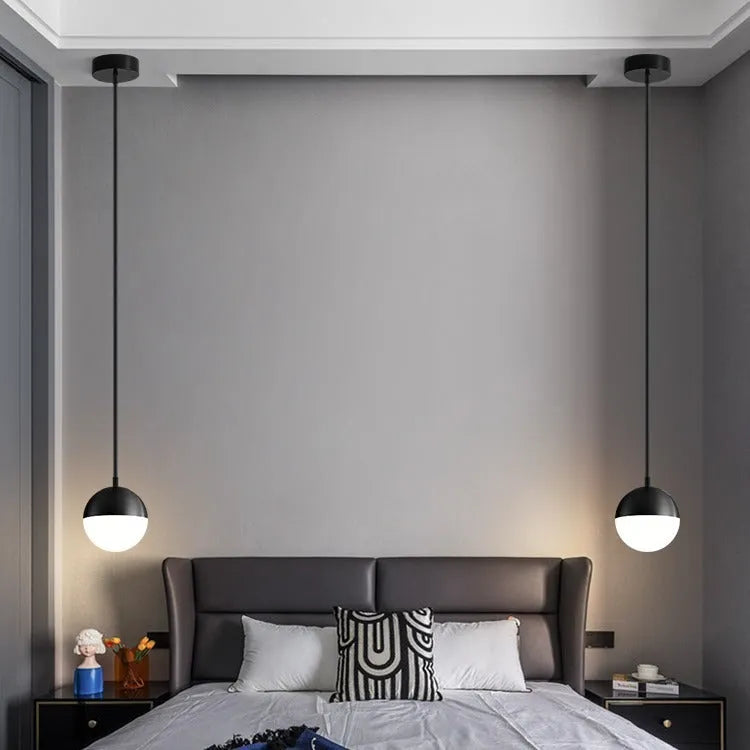 Nordic style hanging ceiling light with iron and glass build and 15cm gold hanging wire for bedroom or bedside use