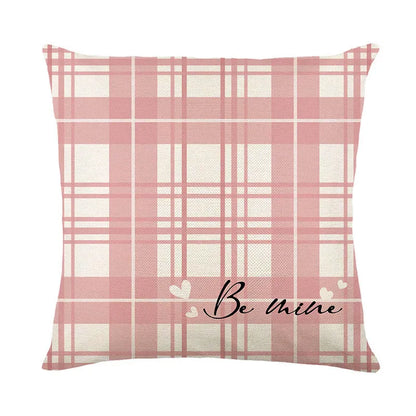 Plaid heart printed Valentine's Day pillow cover measuring 45x45cm in one of four colour options