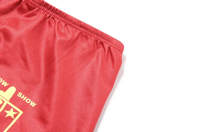 Women's red high waist hip lift printed shorts bikini set with 3D pattern