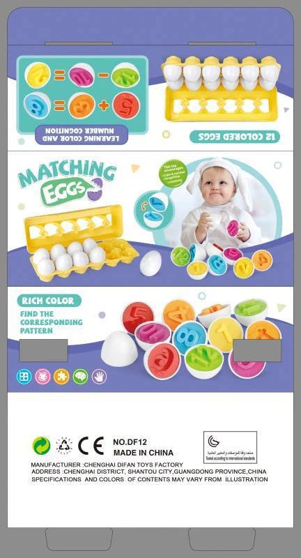 Educational smart egg toy for children with 12 shapes for sorting and matching