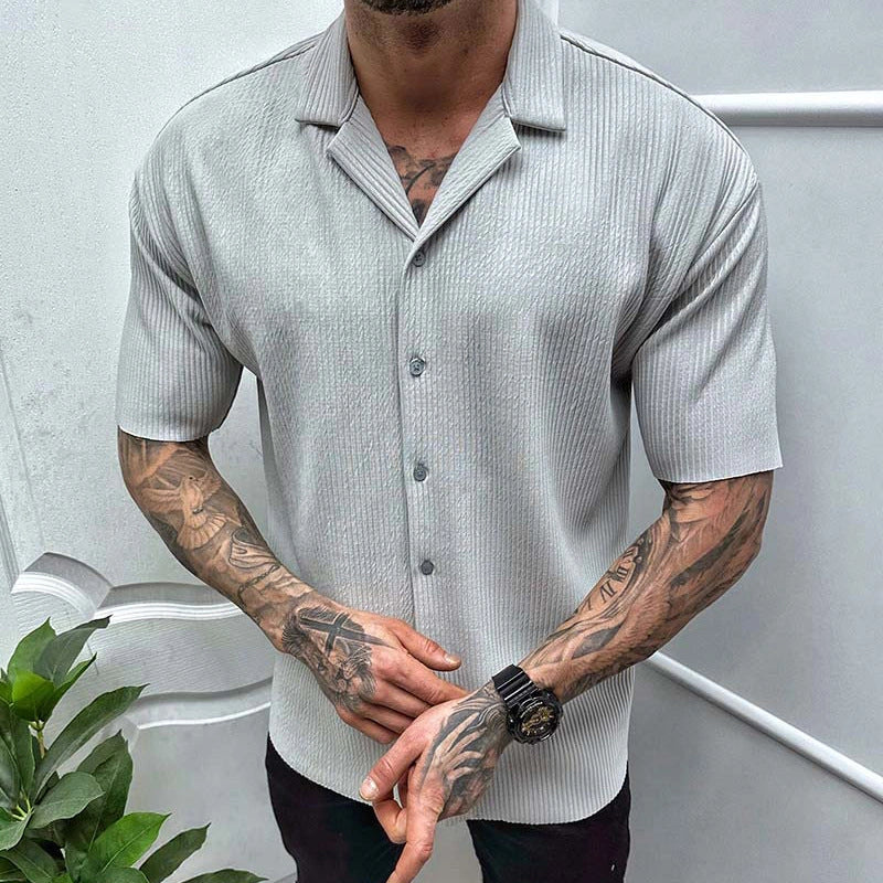 Men's stylish cotton blend short sleeve cardigan shirt in various colours