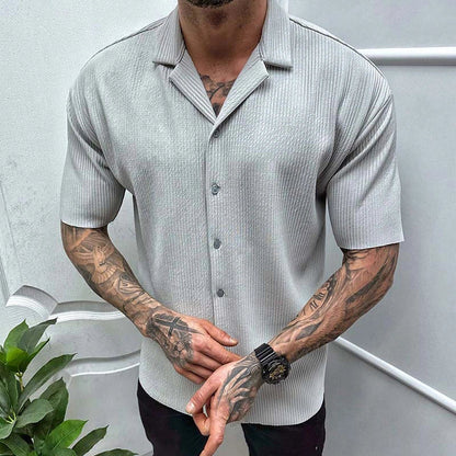 Men's stylish cotton blend short sleeve cardigan shirt in various colours