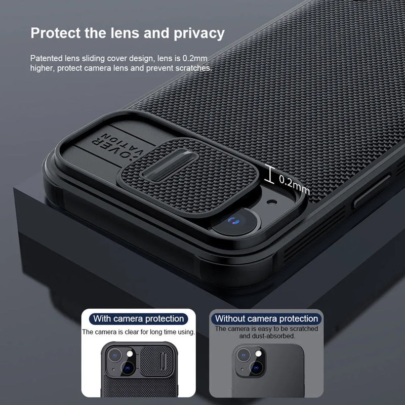 PC Protective Phone Case Back Cover for iPhone 13 Pro Max, iPhone 13 Pro, and iPhone 13 with Sliding Design and Textured Surface in Black