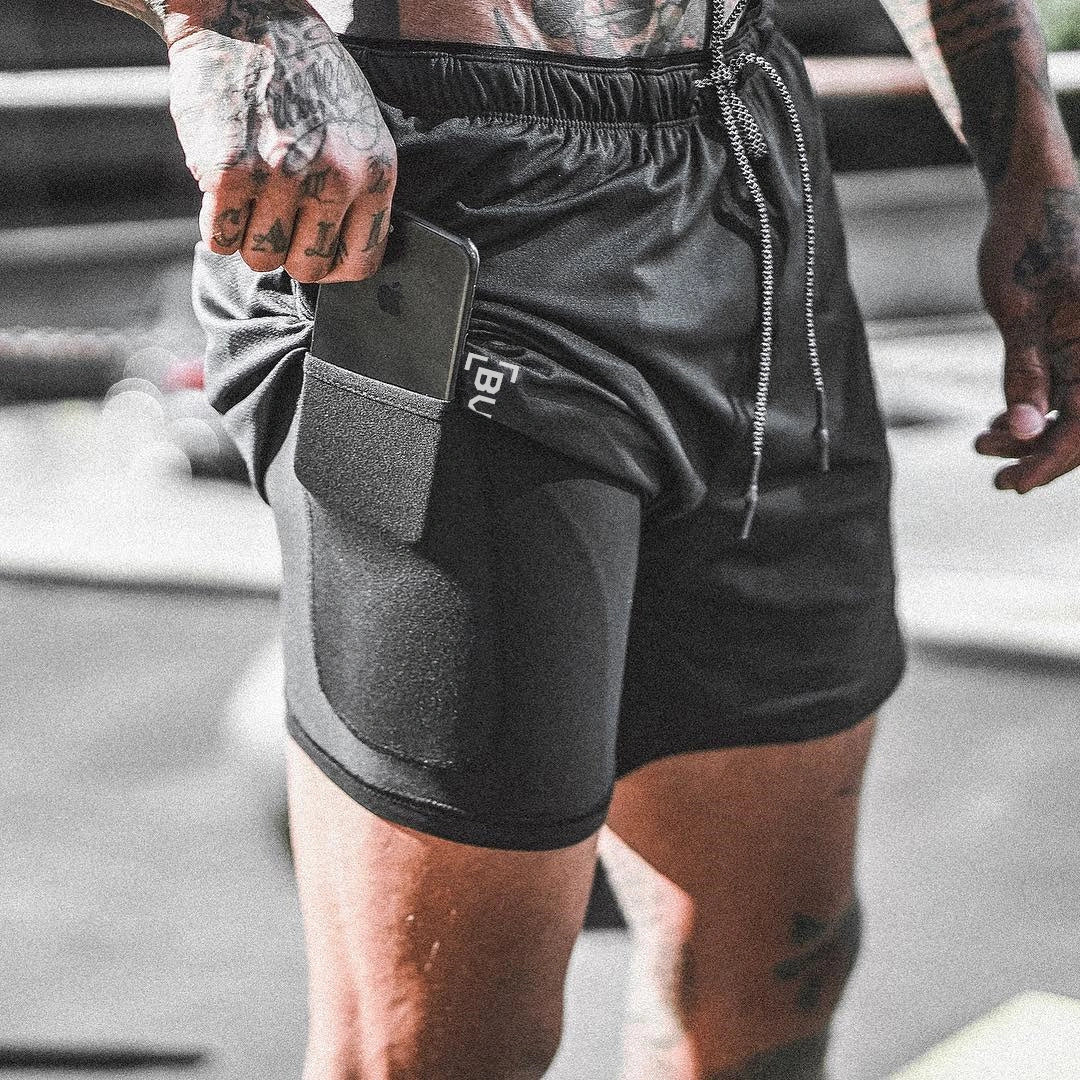 Premium compression shorts with pockets for men, perfect for gym and casual wear