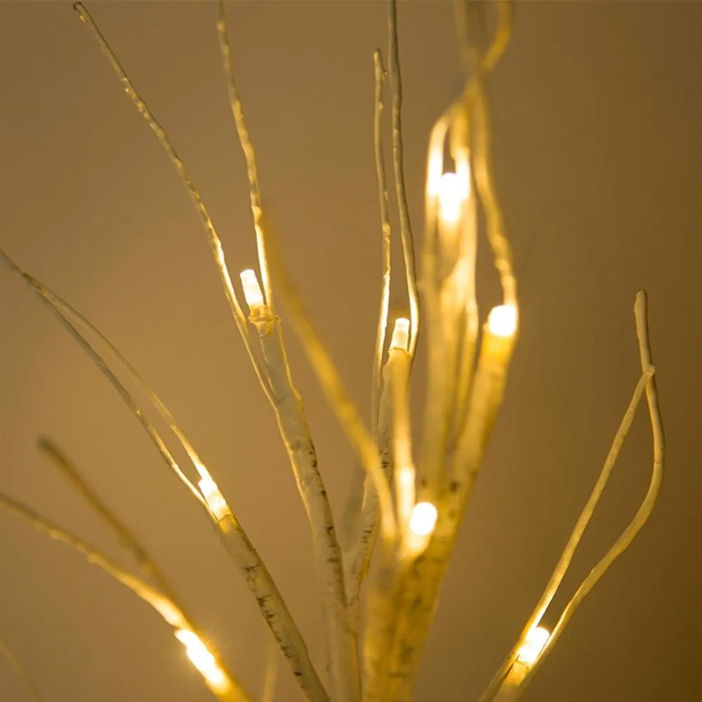 LED birch tree decoration light with plastic shell, IP65 outdoor rating, and sizes from 45cm to 180cm.