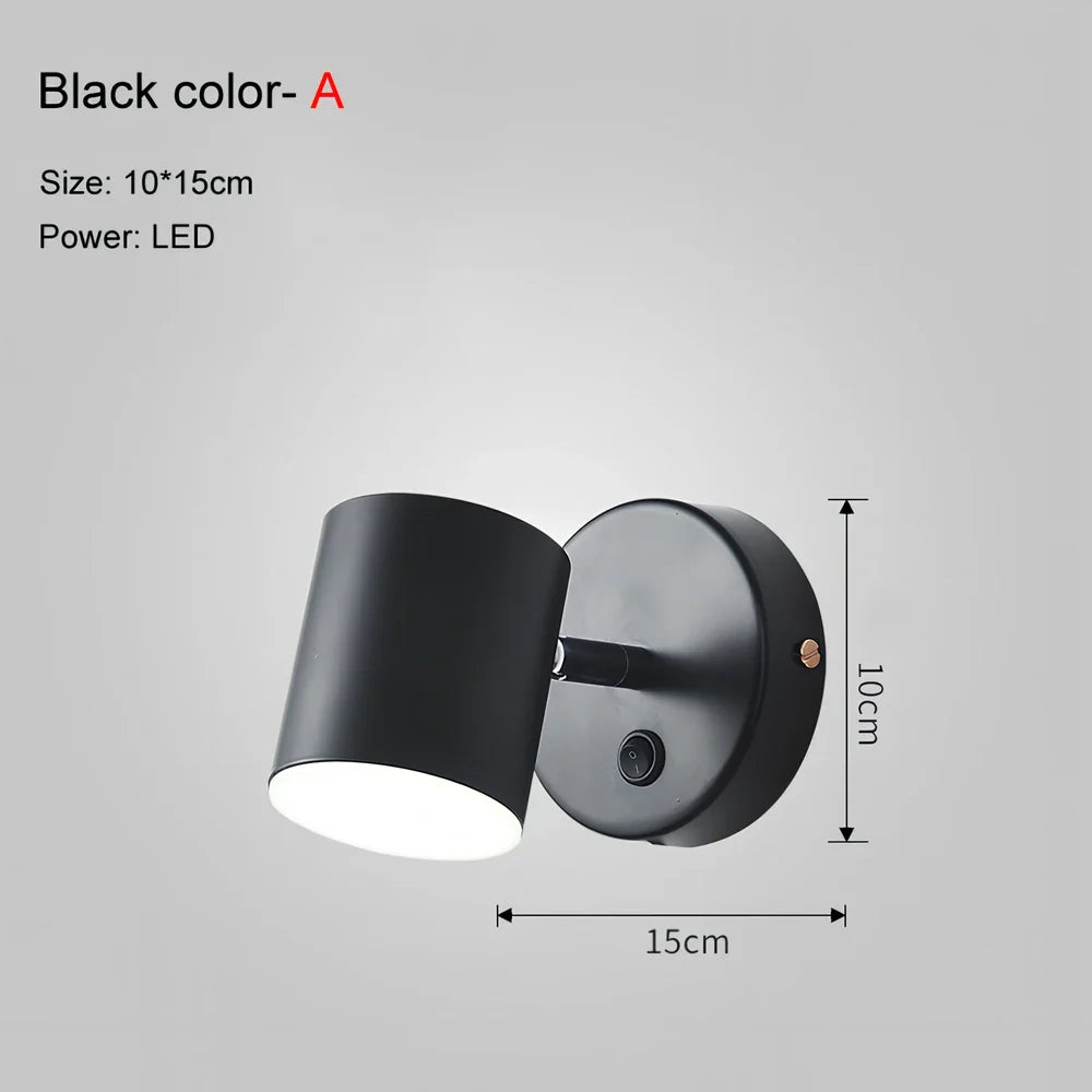Modern bedside wall lamp in black with PVC shade and push button, LED G4 bulb for hotel room lighting