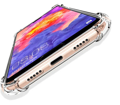 Transparent clear TPU phone case with airbag anti-fall protection on a Huawei P40 Pro smartphone.