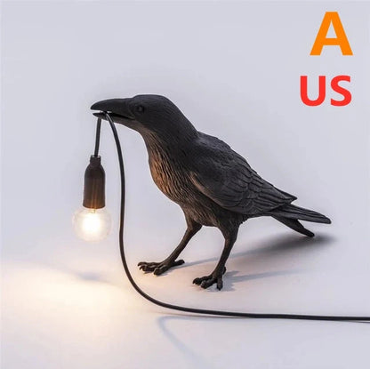 Creative Auspicious Bird Resin Wall Lamp Decoration in white or black