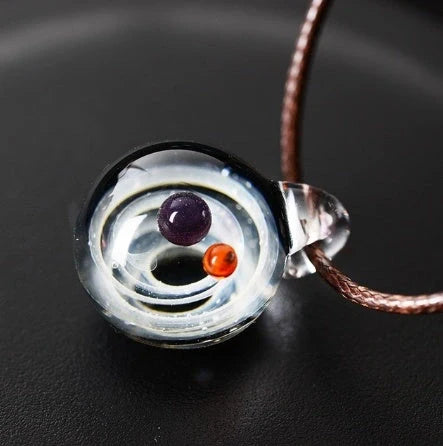 Cosmic Nebula Pendant Necklace featuring a unique blue starry sky design