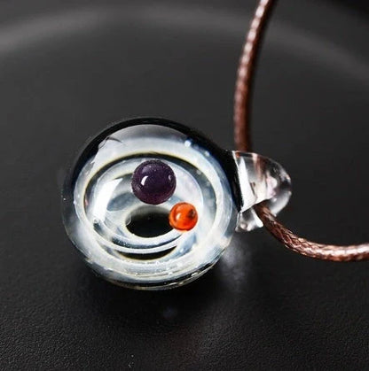 Cosmic Nebula Pendant Necklace featuring a unique blue starry sky design
