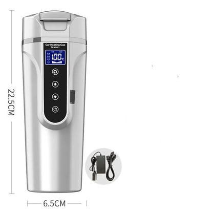 Black portable car electric heating cup with digital display and 400ml capacity