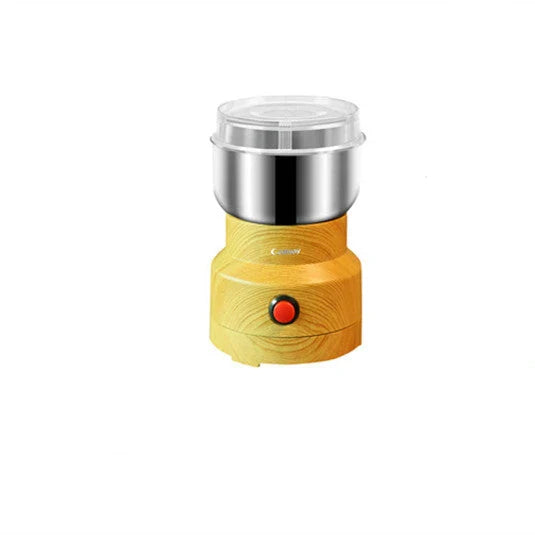 Versatile stainless steel grain grinder with transparent cover for milling flours, coffee beans, and spices