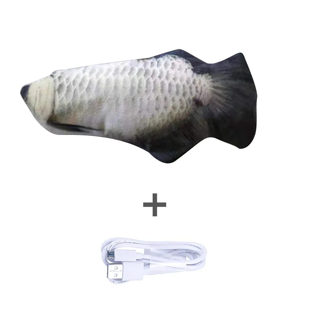 30cm multicolour electronic jumping fish cat toy with USB charging cable