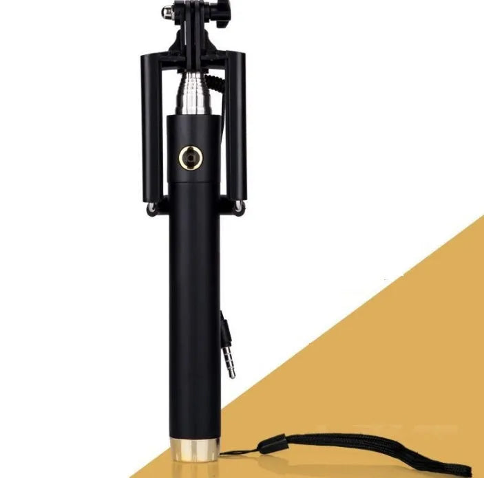 Telescopic aluminium alloy self-timer rod with line control mechanism